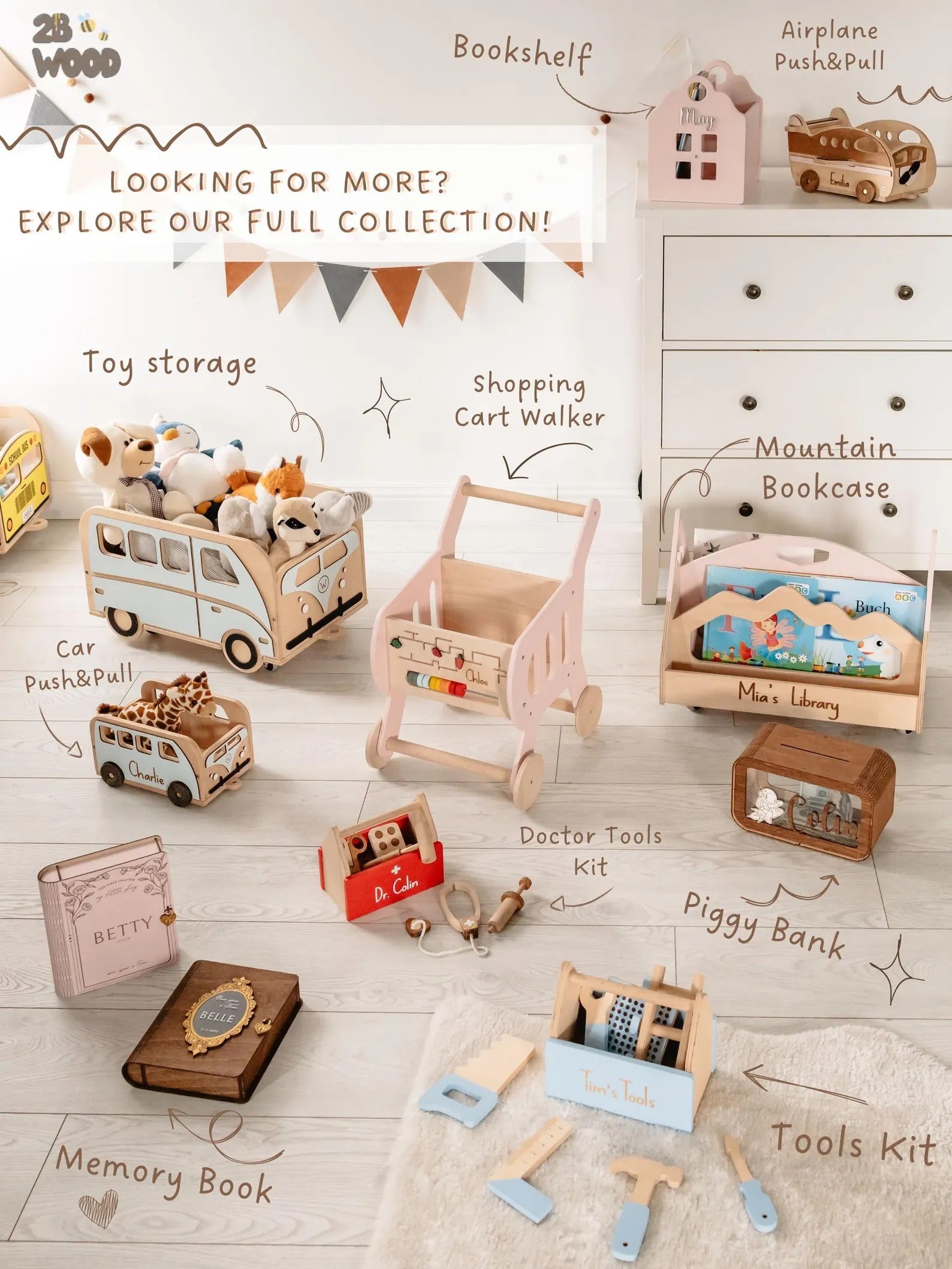 Wooden Kids Tools Box With Geoboard Personalized Baby Gift Toys For Boy Nephew Toddler Learning Toys