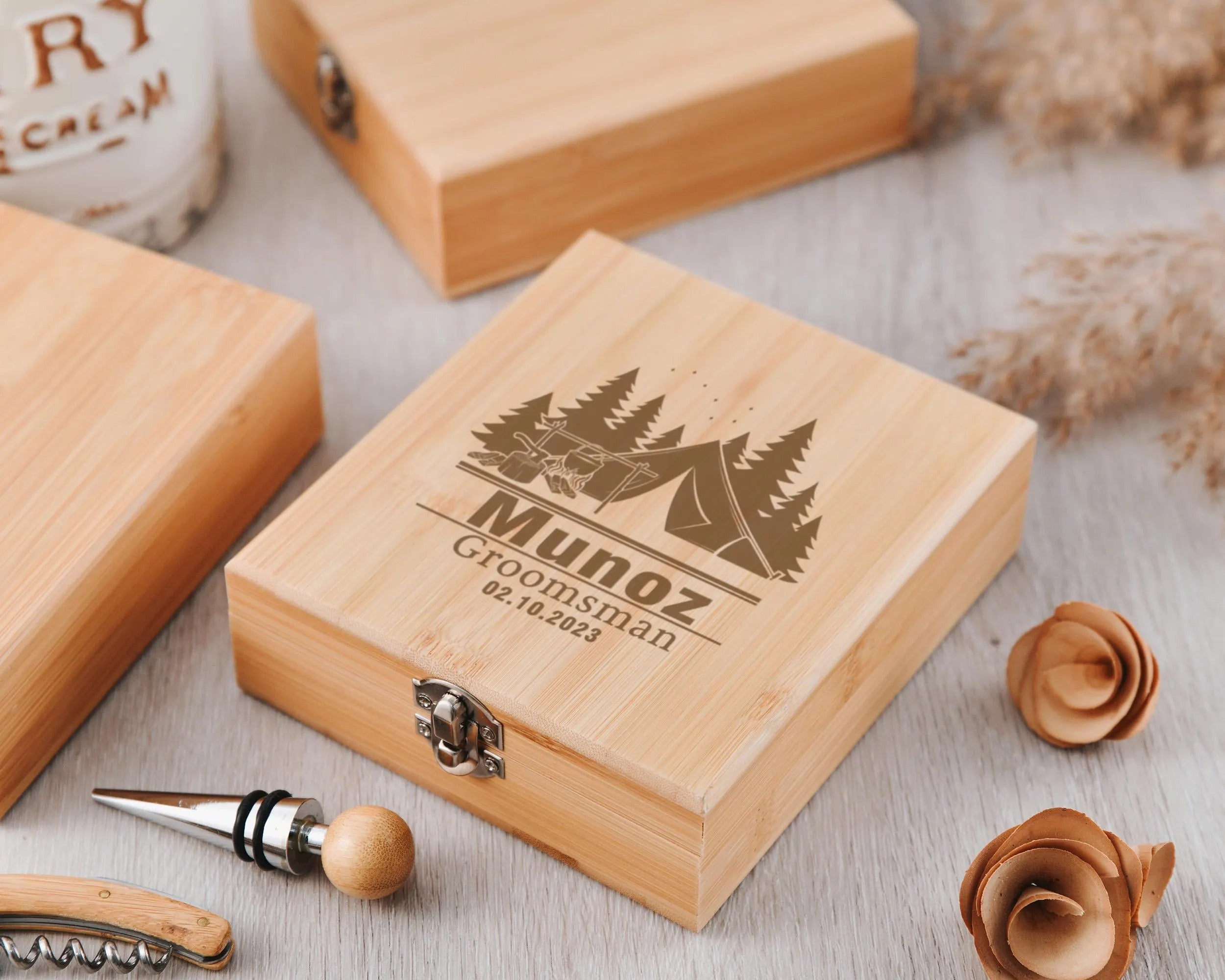 Personalized wine tool set groomsmen gifts, wedding party gifts, christmas gifts wine opener corkscrew, customized premium best men gift set