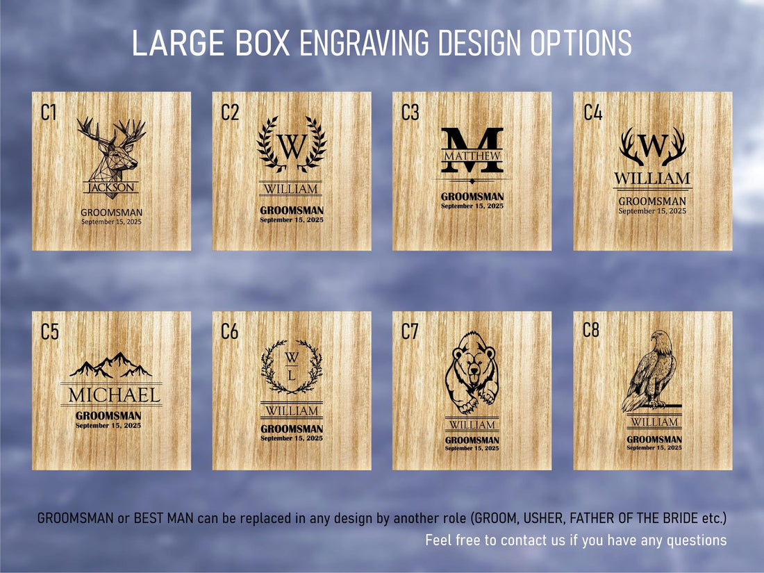 Personalized Groomsmen Gift Box Set: Leather Wrap Flask + Classic pocket knife + Leather Bottle Opener - proposal box set custom engraved