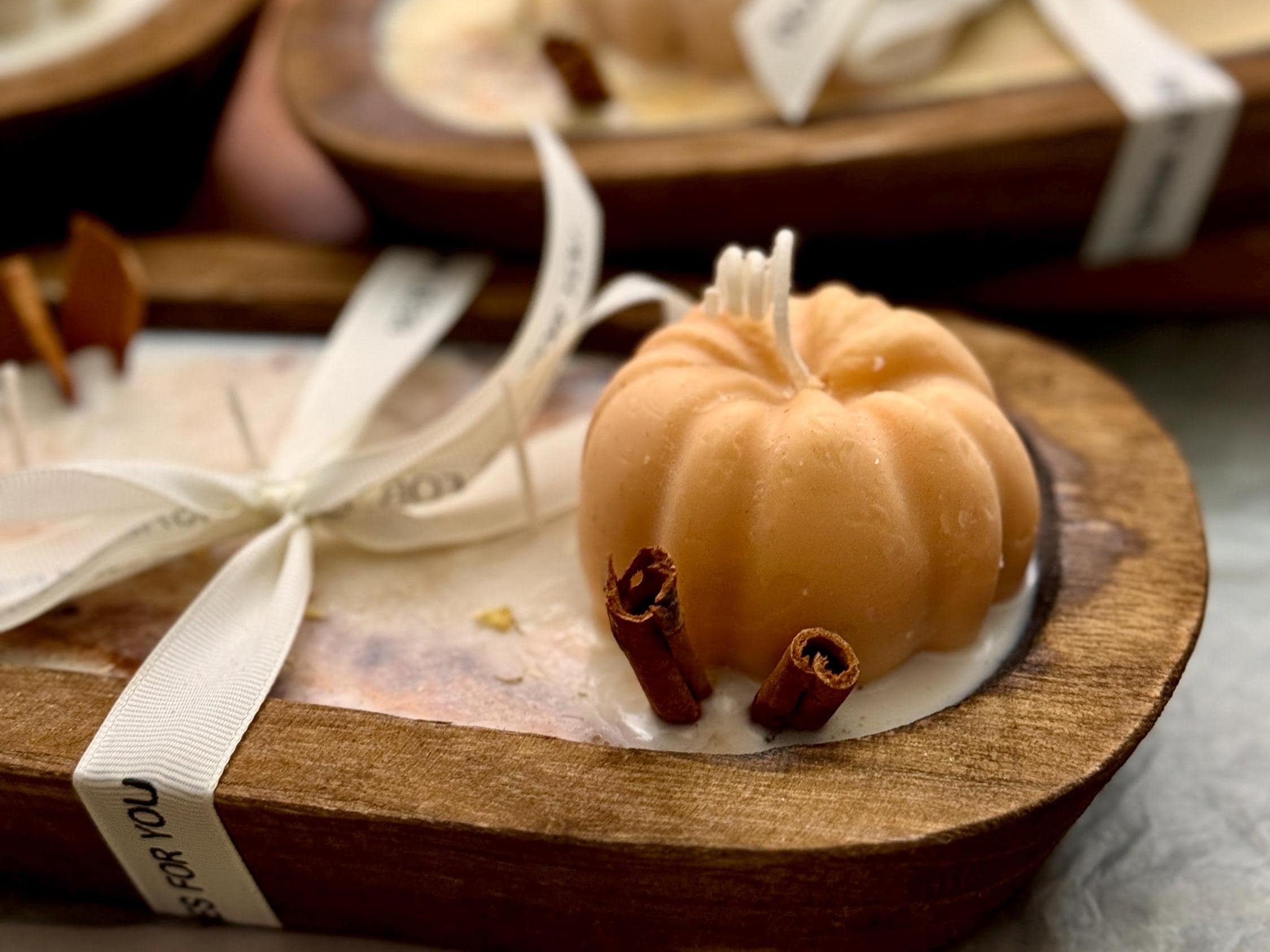 Wooden dough bowl Thanksgiving Candles