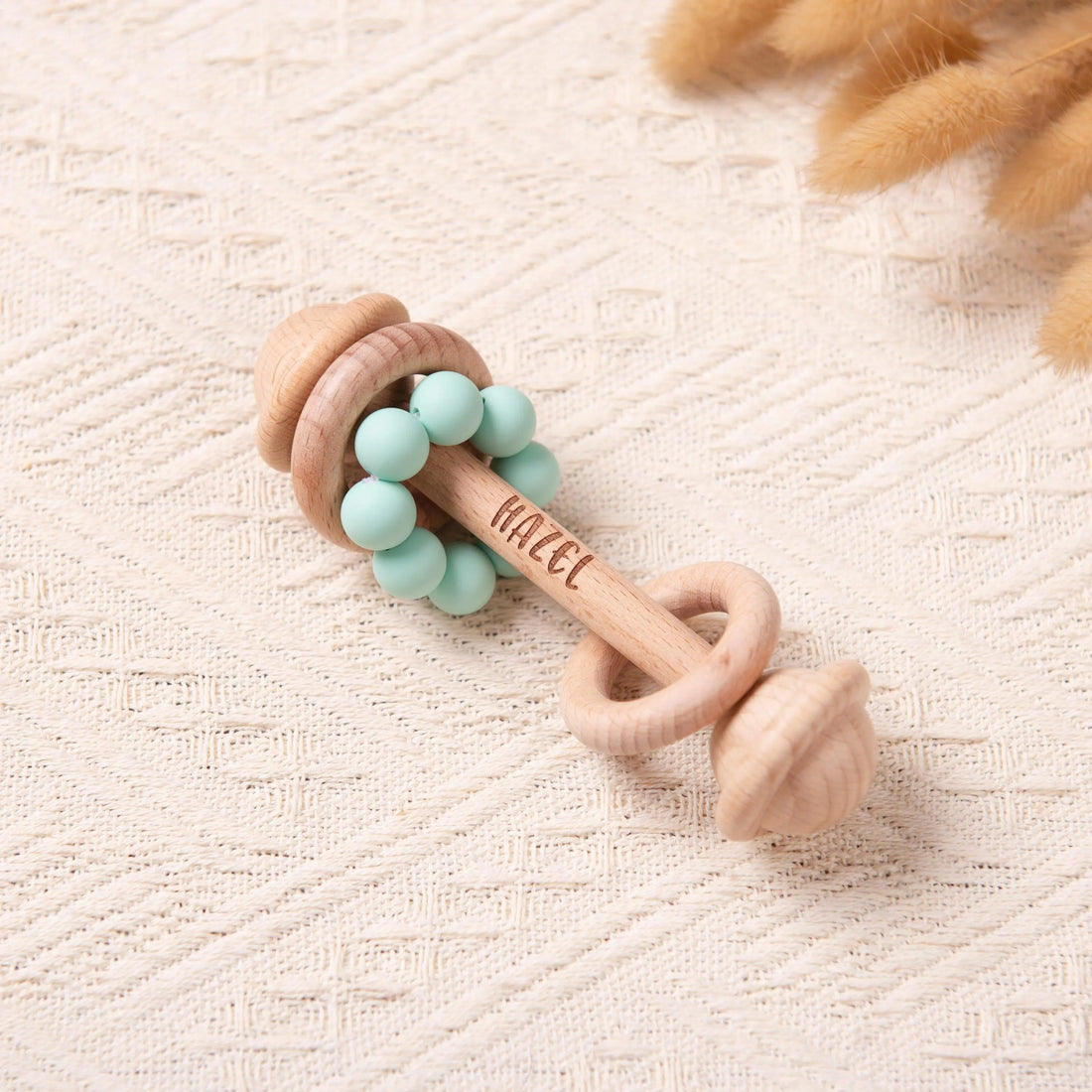 Custom Wooden Rattle, Sensory Toys for Baby, Personalized New Baby Gifts, Baby Shower Gifts, Nephew Gifts, Newborn Gifts, Christmas Gifts