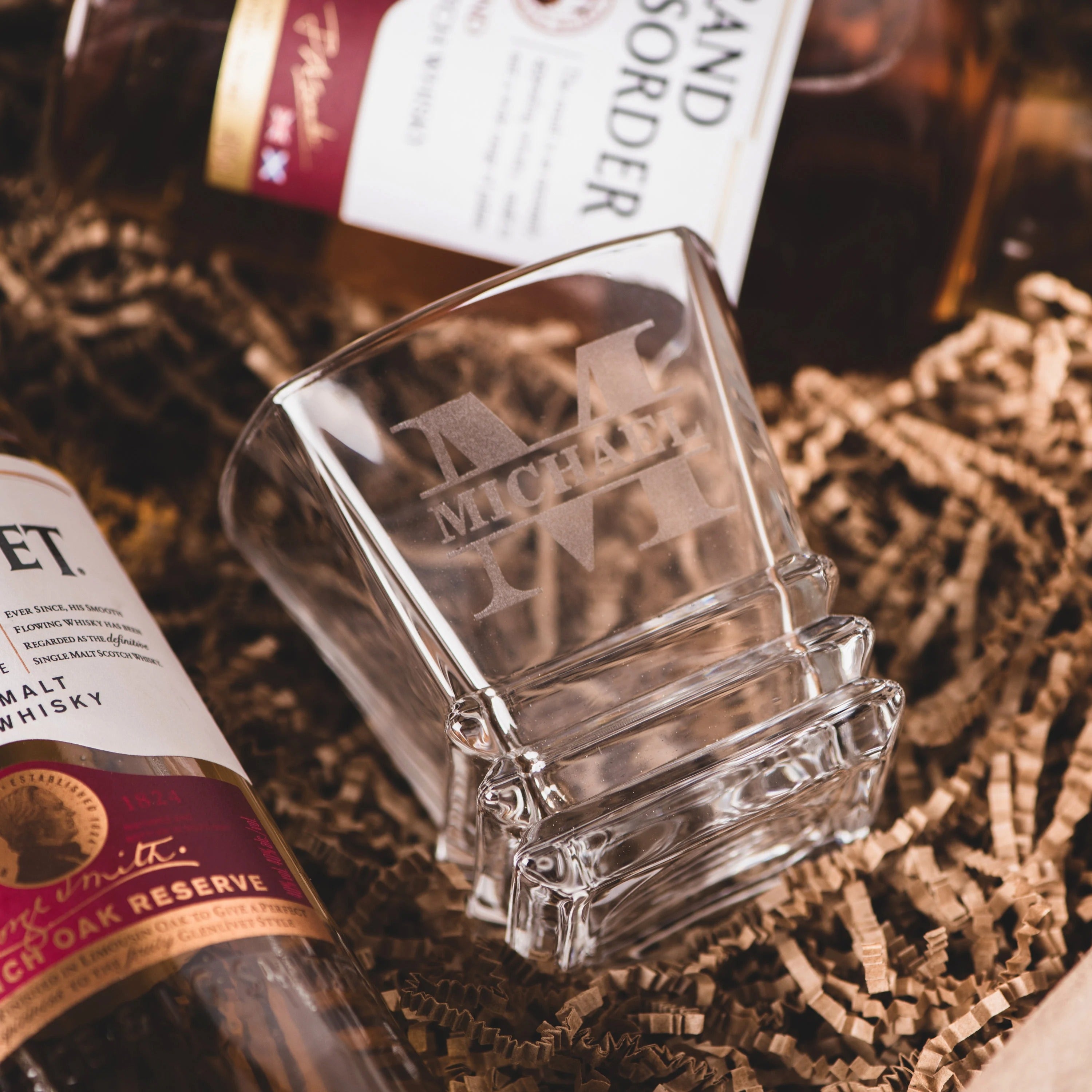 Personalized Whiskey Glasses in Wooden Box, Groomsmen Gifts, Best Man Gift, Father of The Groom Gift, Father of The Bride Gift, Husband Gift