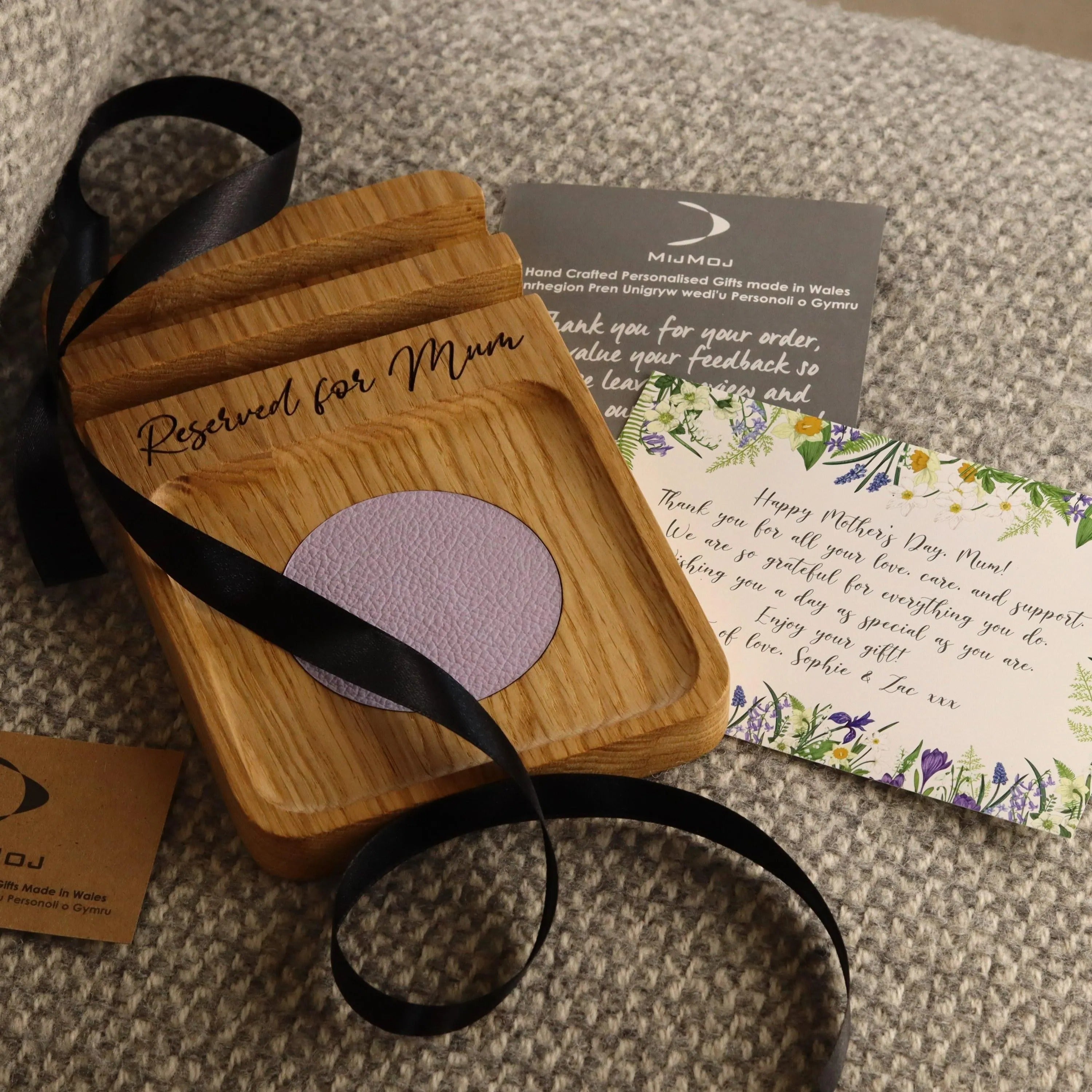 Sofa Coaster Tray and Phone Stand in Solid Oak