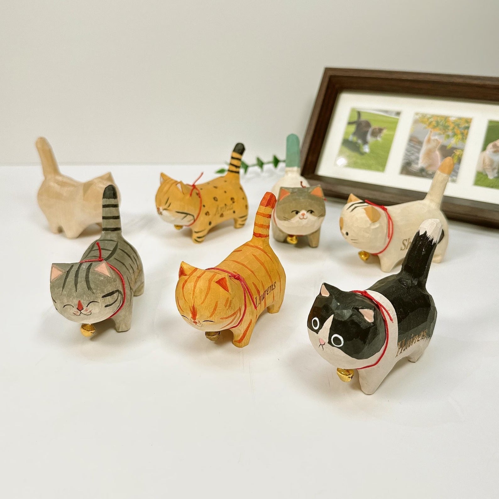 Handmade Wooden Cat Ornament,Engraved name - Memorial Gifts,Wood Cat Figurine,Desktop cat decor,Unique Cat Lover Gift,Gift for friend