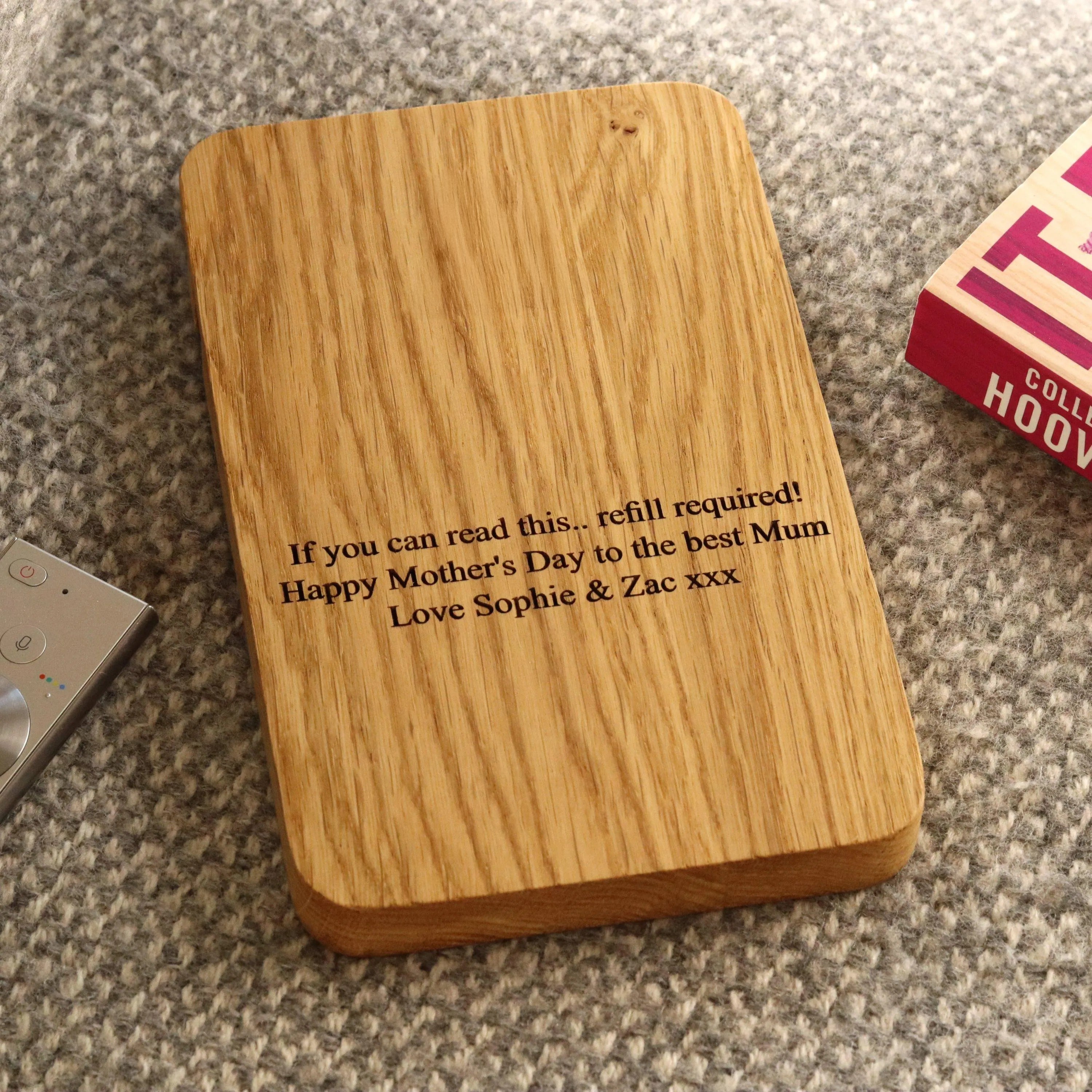 Sofa Coaster Tray and Phone Stand in Solid Oak