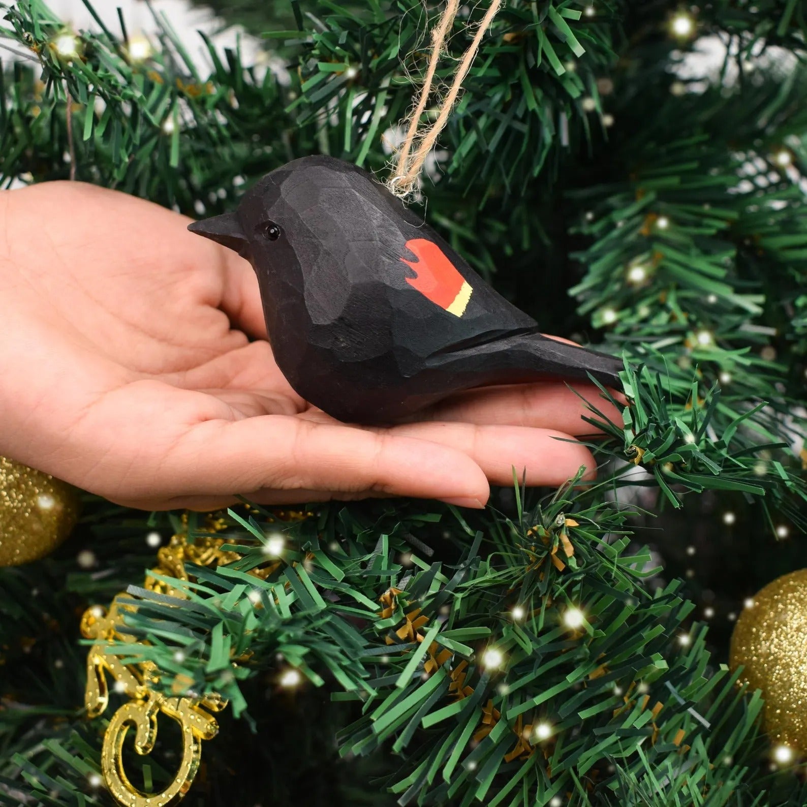 Handmade Wooden Cardinal Ornaments,Christmas Tree Decor,Chubby Birds Hanging ,Gift Bird lover