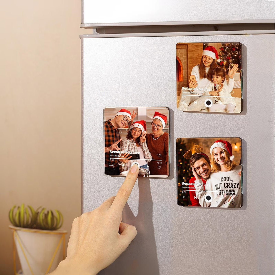 Custom Music Fridge Magnet, Personalized Photo & Music Fridge Magnet, Play Whole Song Music Box, Voicemail Keepsake Anniversary Gift for Him