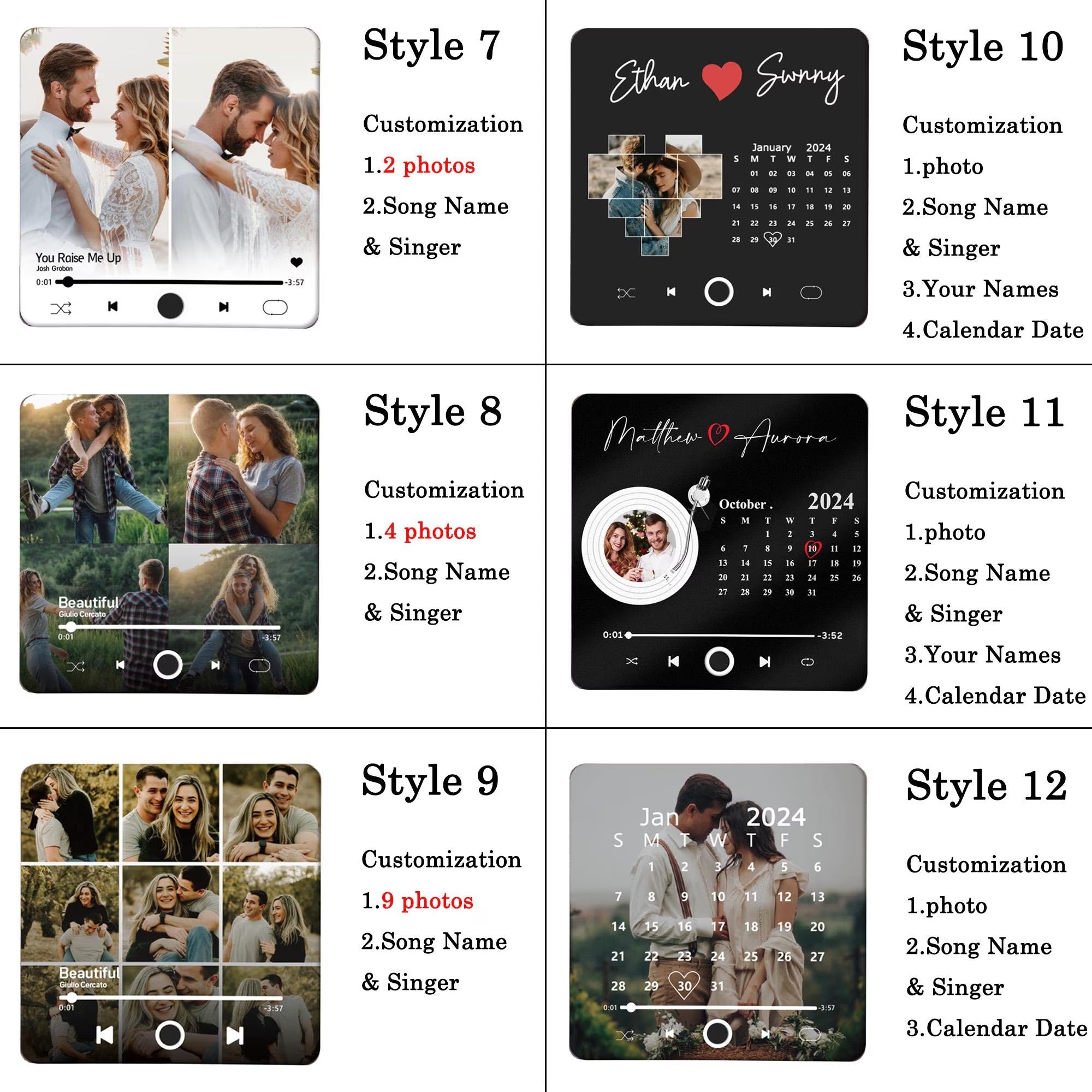 Custom Music Fridge Magnet, Personalized Photo & Music Fridge Magnet, Play Whole Song Music Box, Voicemail Keepsake Anniversary Gift for Him