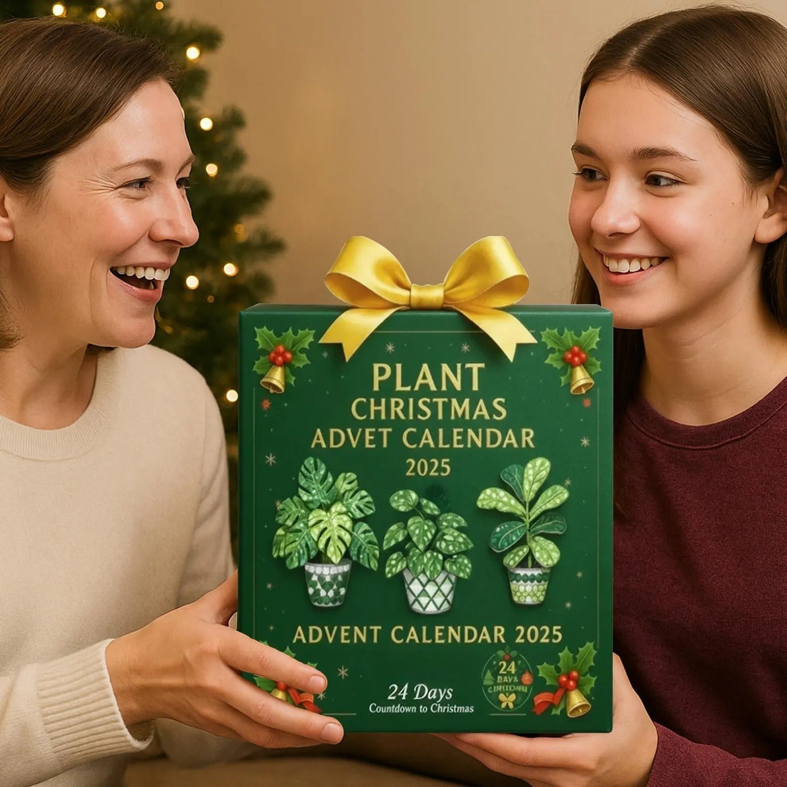 Plant Christmas Advent Calendar 2025, 24 Day Plant Figurines : Vintage Christmas Ornament Countdown