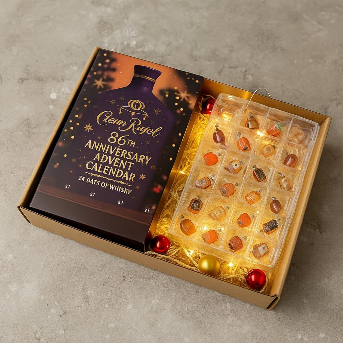 Crown Royal 86th Anniversary Advent Calendar 2025, 24 Days of Whisky Gift Box, Premium Whiskey Advent Calendar Arcylic Ornament Decor Set