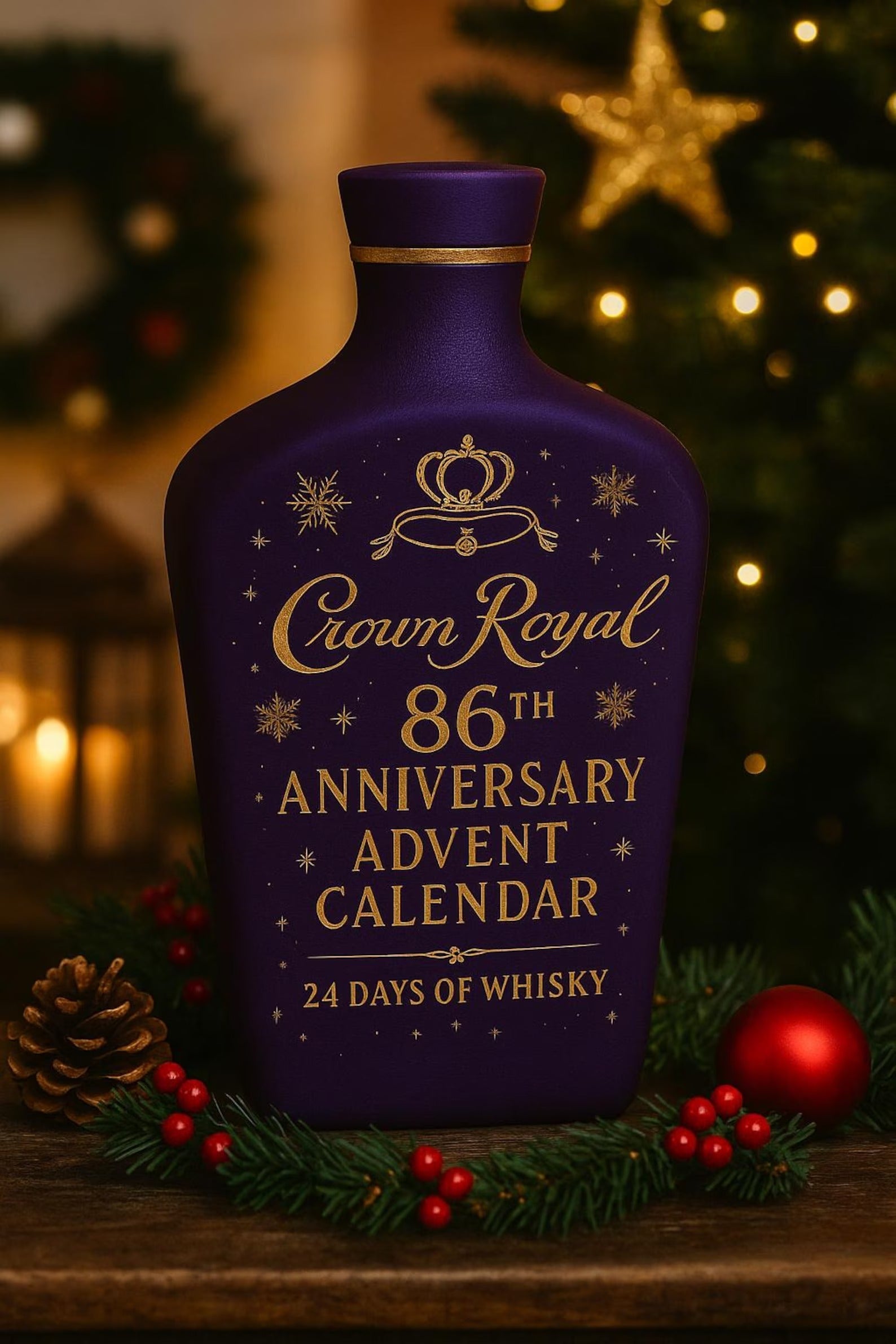 Crown Royal 86th Anniversary Advent Calendar 2025, 24 Days of Whisky Gift Box, Premium Whiskey Advent Calendar Arcylic Ornament Decor Set