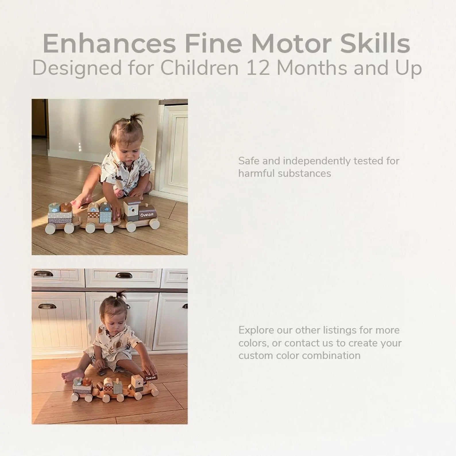 Personalized Wooden Train: Montessori Baby Keepsake, Nursery Decor