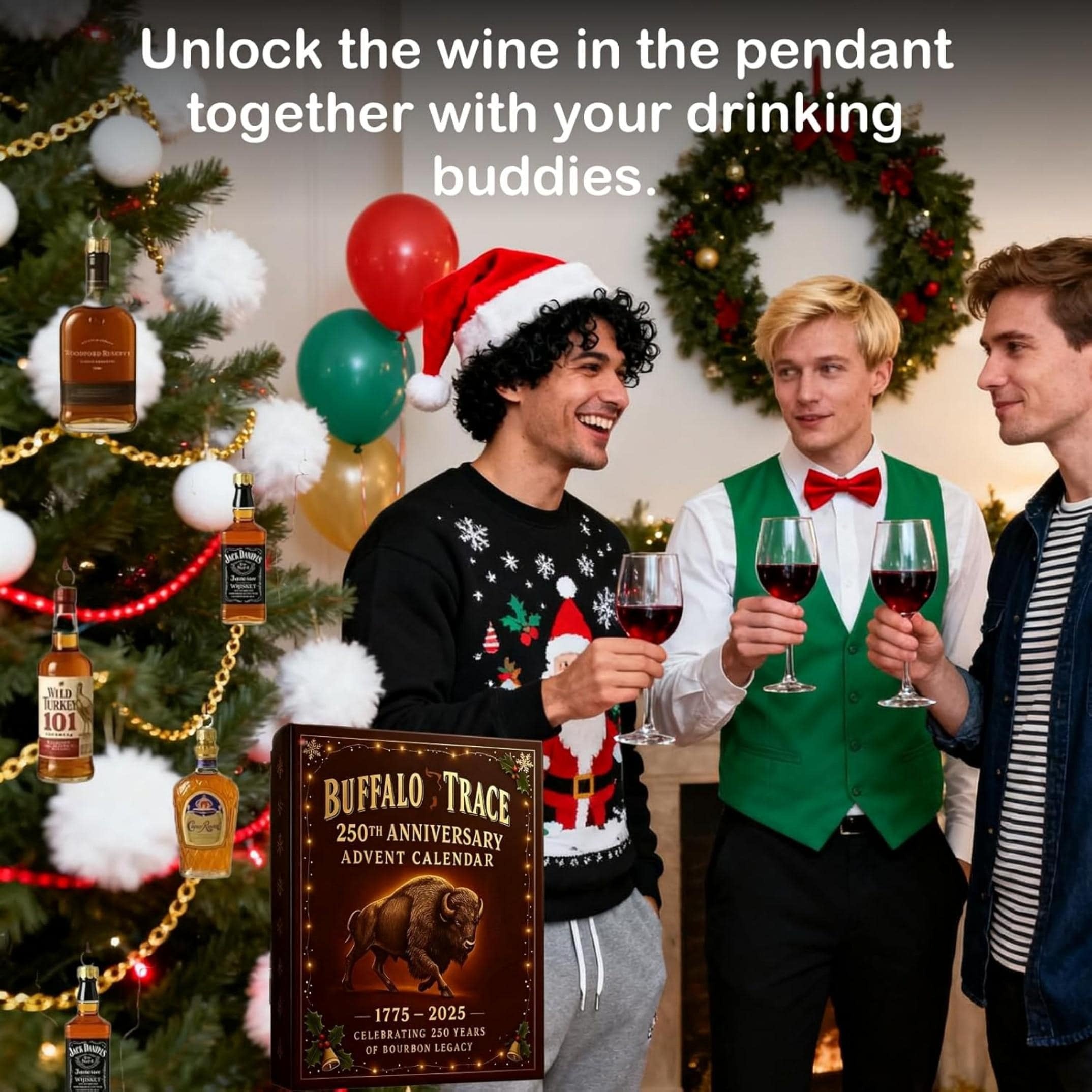 Bourbon Advent Calendar, Buffalo Trace 250th Anniversary Advent Box, 24-Day Countdown Blind Box, Holiday Gift Set, Chrismas Advent Calendar