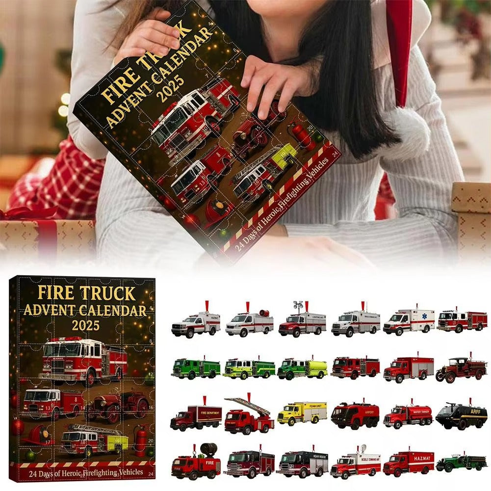 24 Day Christmas Advent Calendar Car Toy Engineering Fire Truck Car Toy Fire Truck Advent Festival Calendar