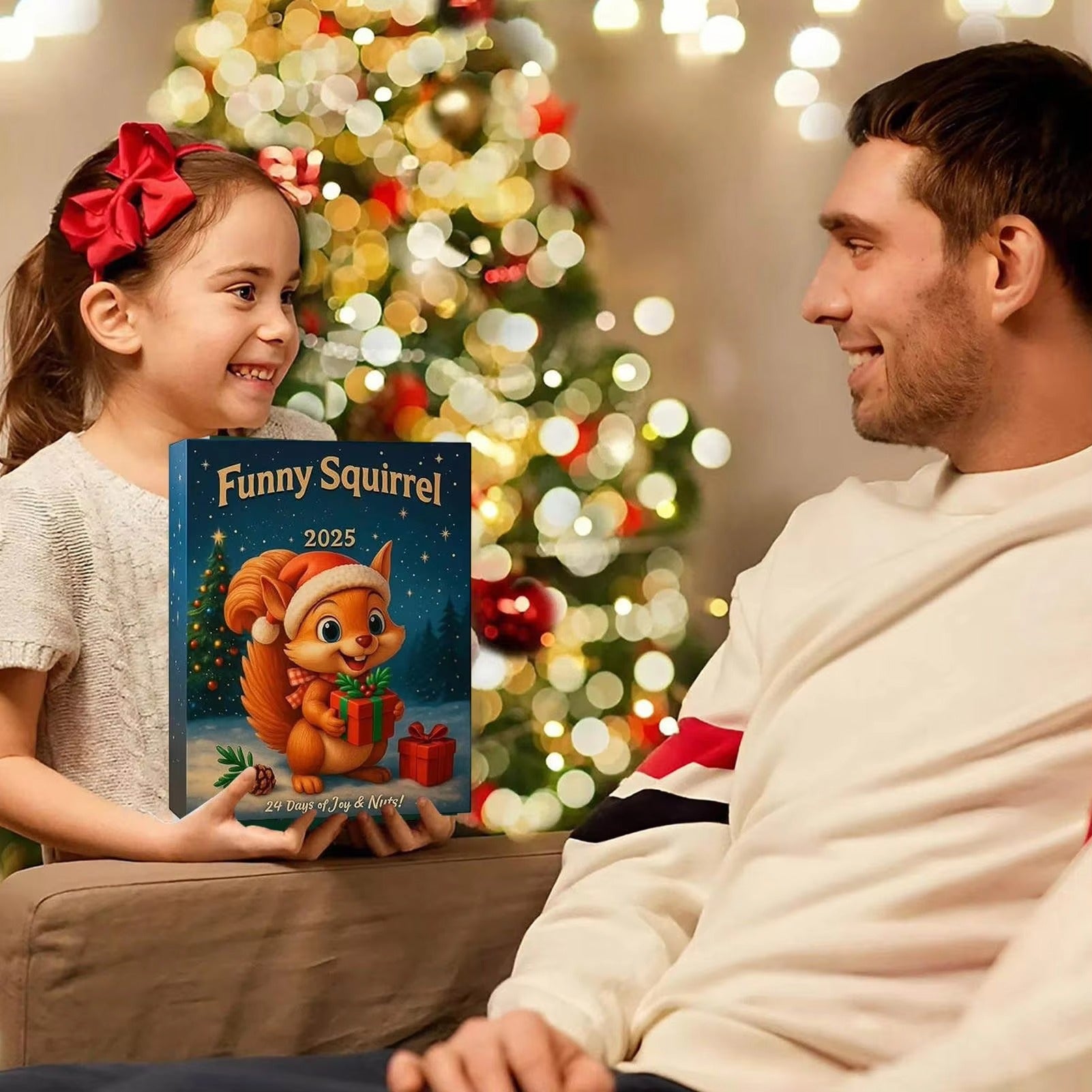 Christmas Squirrel Advent Calendar 2025 Squirrel Themed Countdown Calendar 24pcs Christmas Tree 2D Flat Acrylic Squirrel pendant