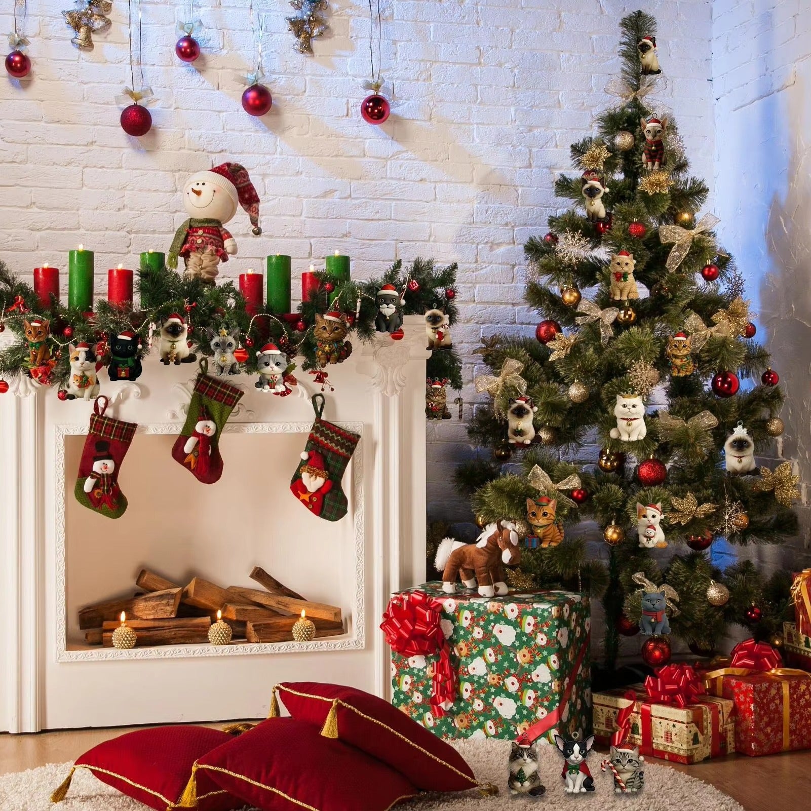 Cat Advent Calendar 2025, 24 Days of 2D Acrylic Christmas Ornaments, Collectible Mini Figures, Novelty Gag Gift, Funny Gifts For Cat Lovers