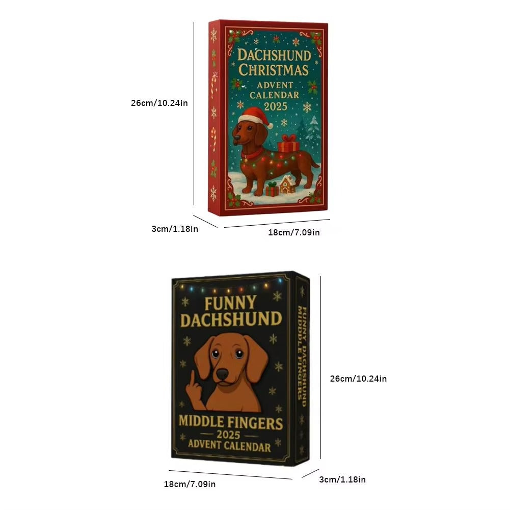 2D Sausage Dog Christmas Arrival Festival Blind Box Countdown Set 2025 Countdown Advent Calendar 24 Days Hanging Decorations