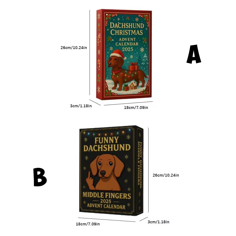 2D Sausage Dog Christmas Arrival Festival Blind Box Countdown Set 2025 Countdown Advent Calendar 24 Days Hanging Decorations