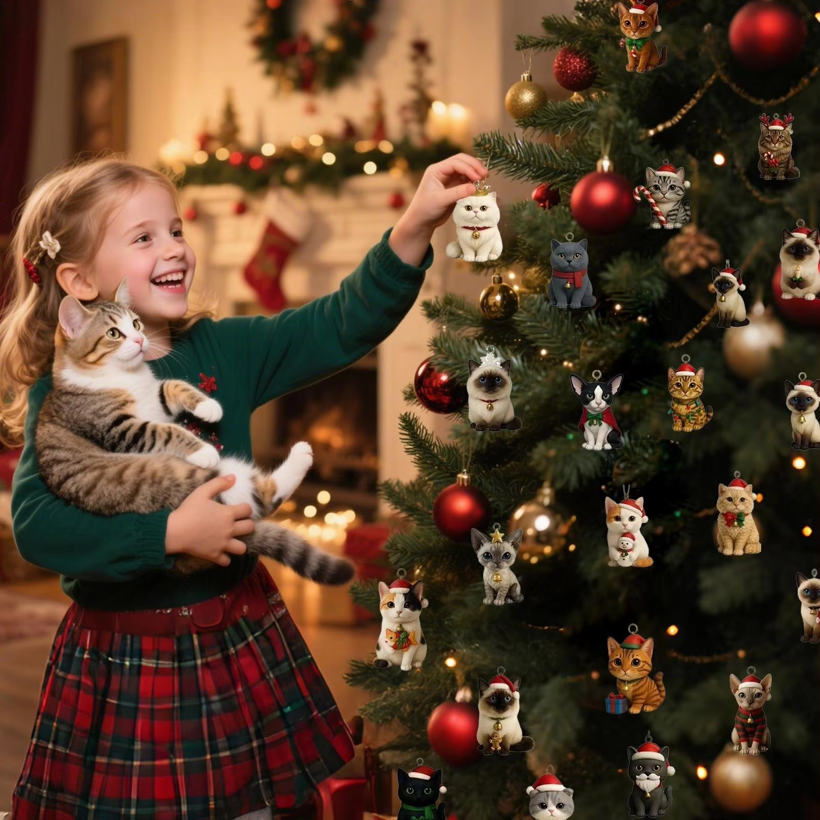 Cat Advent Calendar 2025, 24 Days of 2D Acrylic Christmas Ornaments, Collectible Mini Figures, Novelty Gag Gift, Funny Gifts For Cat Lovers