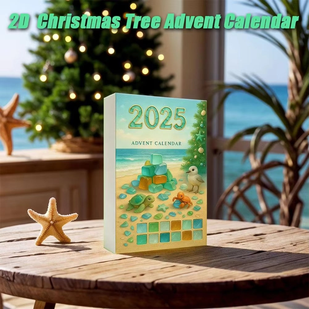 2025 Sea Glass Advent Calendar | Handmade Beach Ornament Gift | Unique Holiday Decor | Gift For Kids | H6W