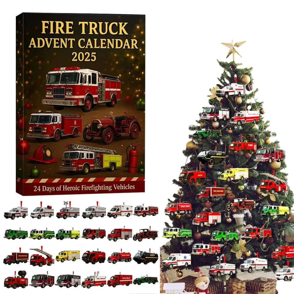 24 Day Christmas Advent Calendar Car Toy Engineering Fire Truck Car Toy Fire Truck Advent Festival Calendar