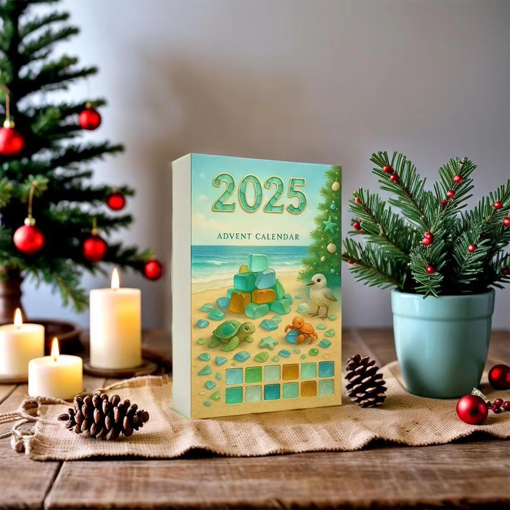 2025 Sea Glass Advent Calendar | Handmade Beach Ornament Gift | Unique Holiday Decor | Gift For Kids | H6W