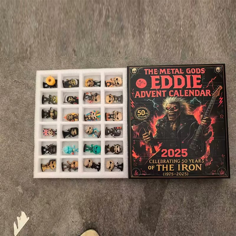 Rock and Metal Eddie Advent Calendar 2025 2D Acrylic Eddie hanging Christmas Band Pendant Advent Calendar 24pcs Keychain