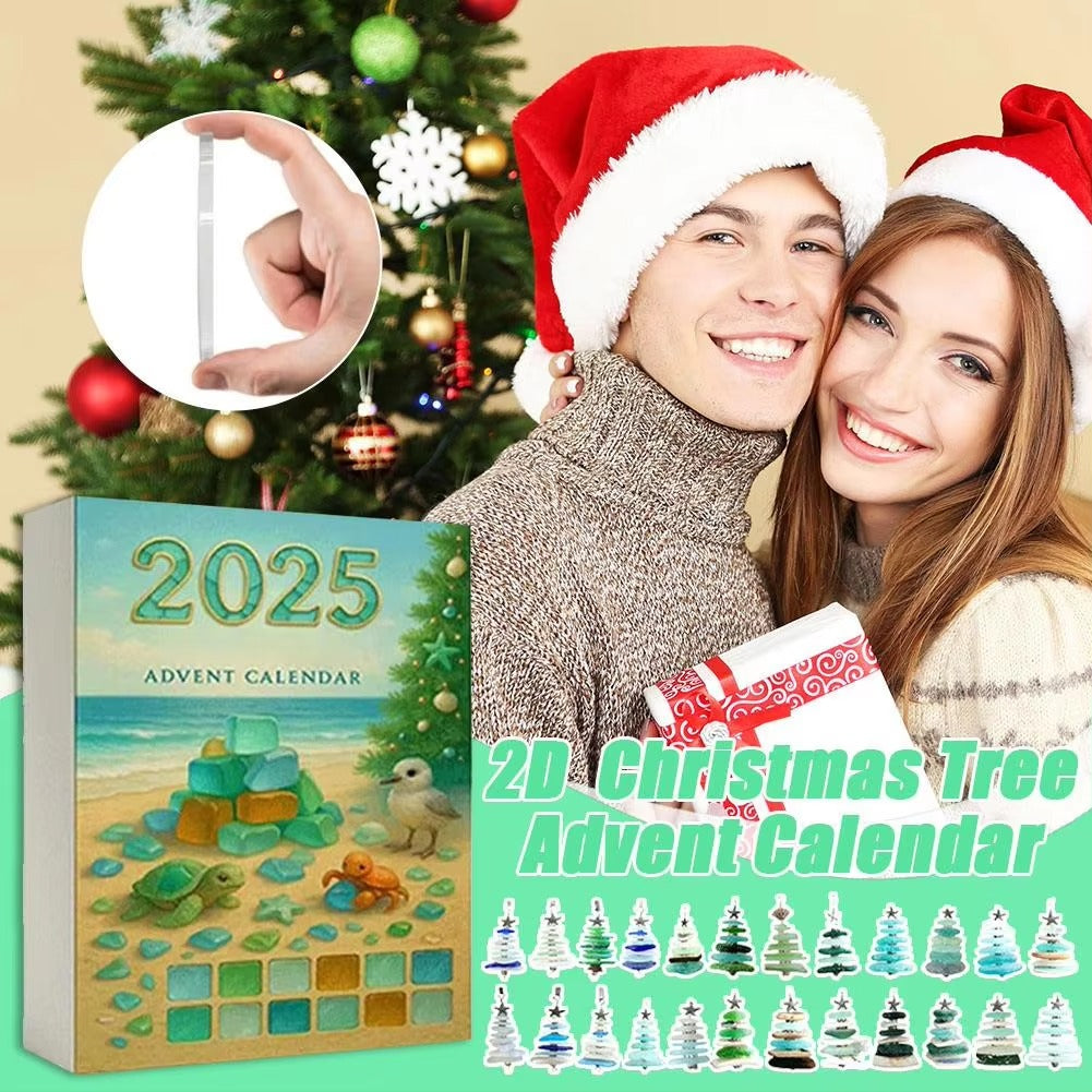 2025 Sea Glass Advent Calendar | Handmade Beach Ornament Gift | Unique Holiday Decor | Gift For Kids | H6W
