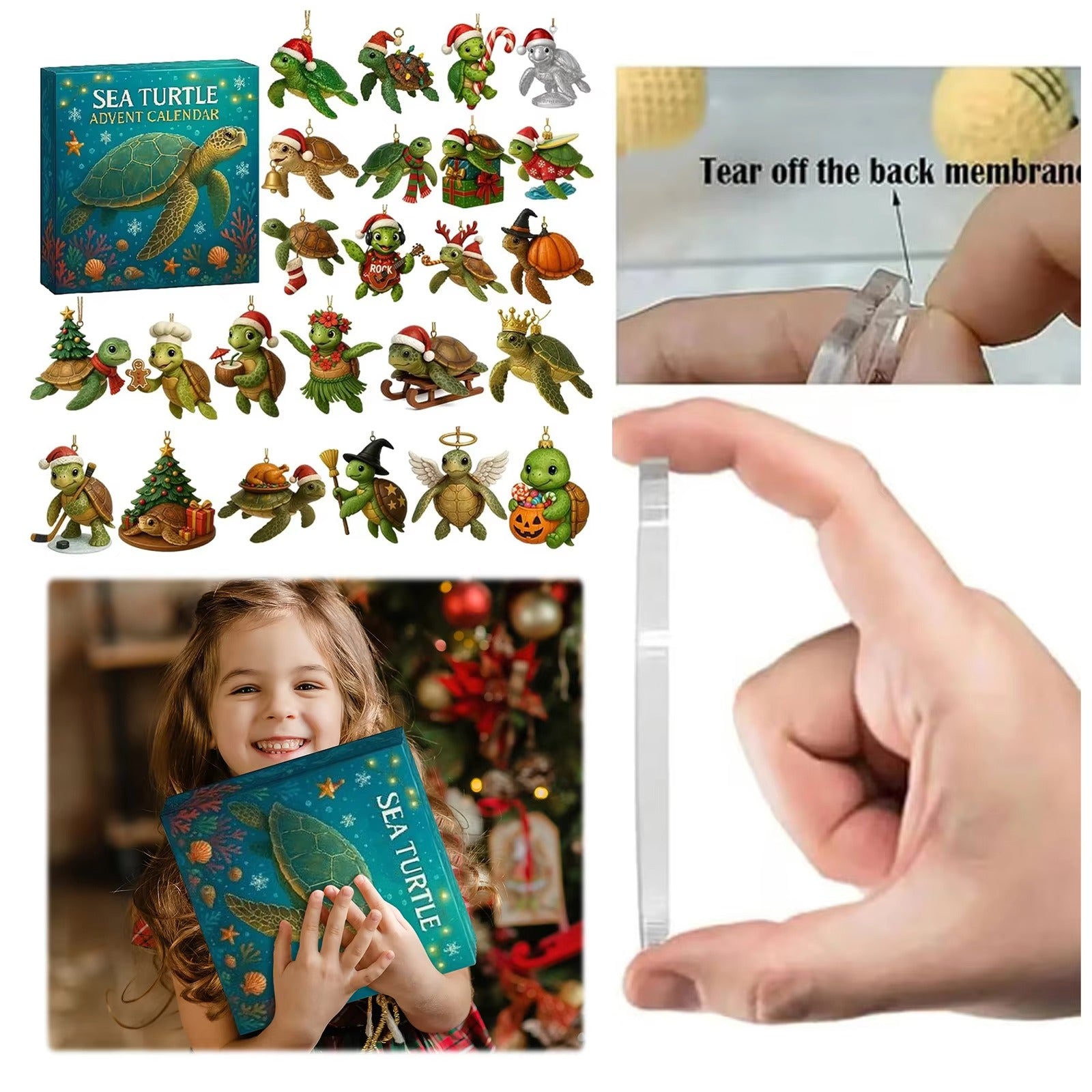 Christmas Sea Box Sea Turtle Advent Calendar 24 Days Of Ocean Themed Life Ornaments Lovers Countdown 2D Ornaments Gift