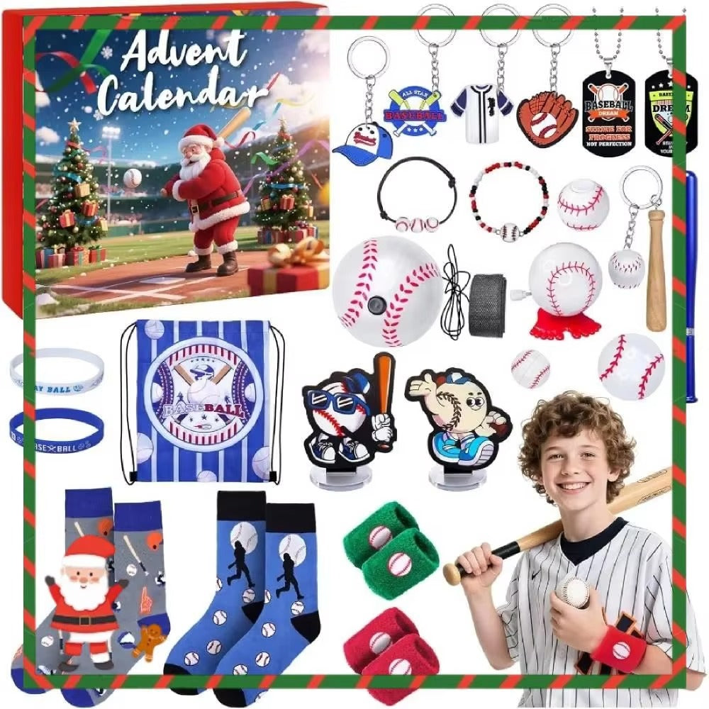 Baseball Advent Calendar 2025 Sports Xmas Countdown Calendar Holiday Countdown Calendar Gift for Boys Teenagers Xmas Gift Set