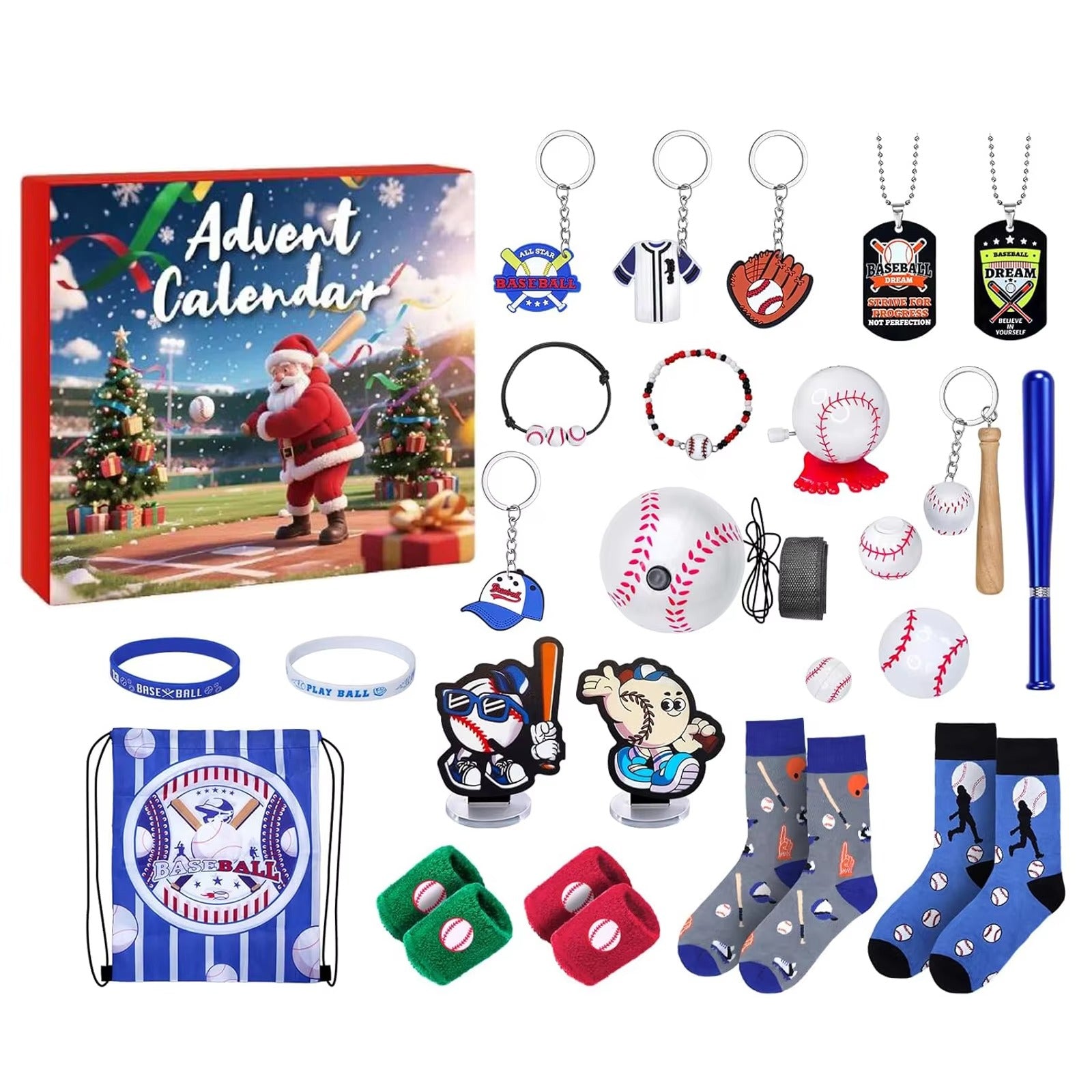 Baseball Advent Calendar 2025 Sports Xmas Countdown Calendar Holiday Countdown Calendar Gift for Boys Teenagers Xmas Gift Set