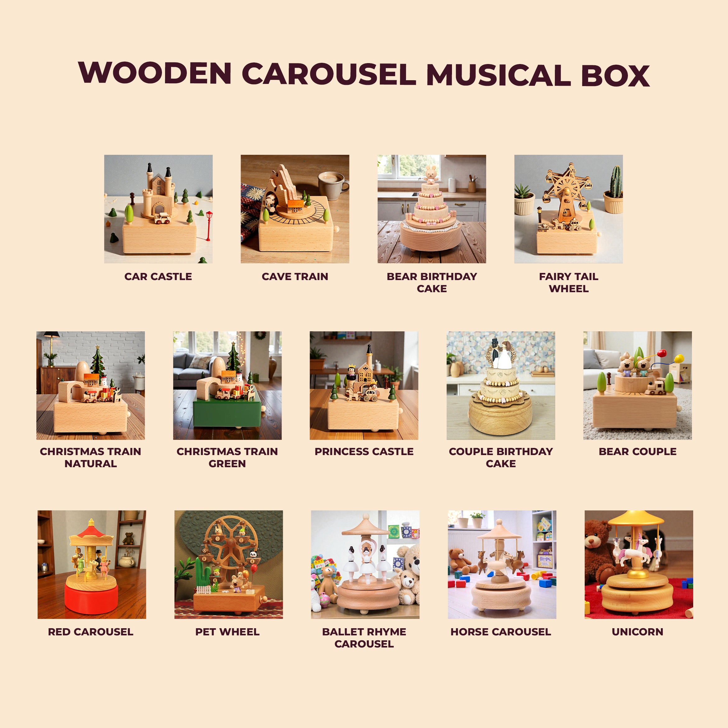 Custom Wooden Carousel Musical Box, Engraved Name Music Box,Sensory Toys,Unique Keepsake Gift,Baby shower gift, Birthday Gifts, Couples Gift